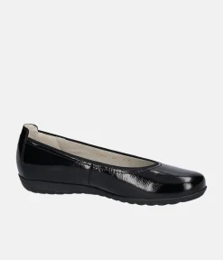 Stylish Black Patent Wide Fit Ballerinas
