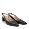 Stylish Black Slingback Block Heels