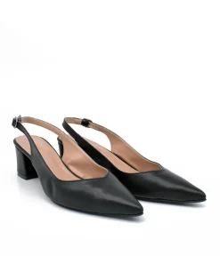 Stylish Black Slingback Block Heels