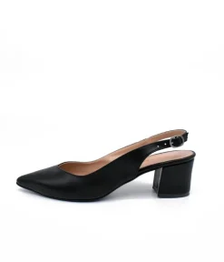 Stylish Black Slingback Block Heels