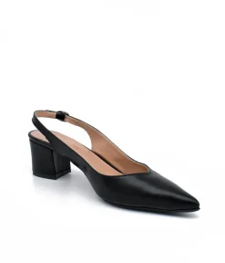 Stylish Black Slingback Block Heels