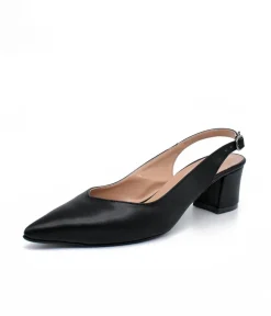Stylish Black Slingback Block Heels