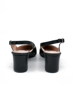 Stylish Black Slingback Block Heels