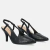 Stylish Black Snake Slingback Heels