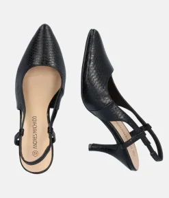 Stylish Black Snake Slingback Heels