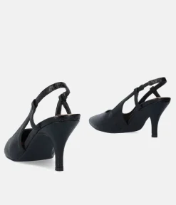 Stylish Black Snake Slingback Heels