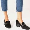Stylish Black Suedette Block Heels