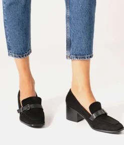 Stylish Black Suedette Block Heels