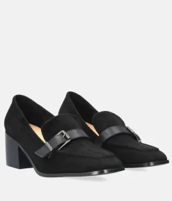 Stylish Black Suedette Block Heels