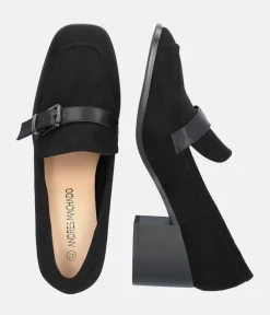 Stylish Black Suedette Block Heels