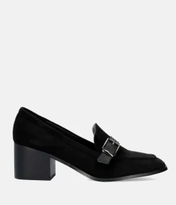 Stylish Black Suedette Block Heels