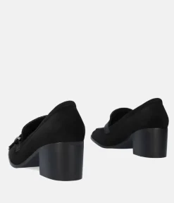 Stylish Black Suedette Block Heels