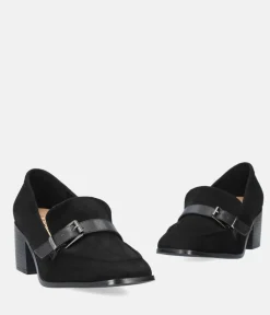 Stylish Black Suedette Block Heels