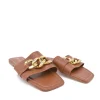 Stylish Brown Slip On Buckle Sandals