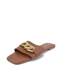 Stylish Brown Slip On Buckle Sandals