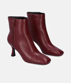 Stylish Burgundy High Heel Ankle Boots