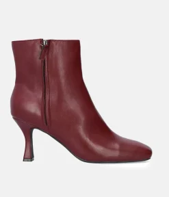 Stylish Burgundy High Heel Ankle Boots