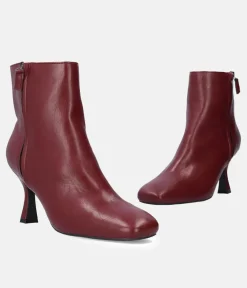 Stylish Burgundy High Heel Ankle Boots