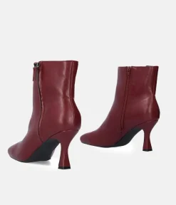 Stylish Burgundy High Heel Ankle Boots