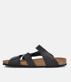 Stylish Classic Black Leather Sandals