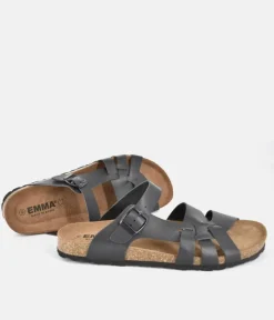 Stylish Classic Black Leather Sandals