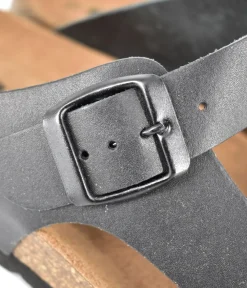 Stylish Classic Black Leather Sandals