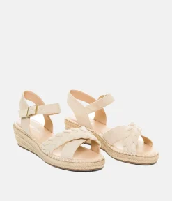 Stylish Cream Suedette Midi Wedges