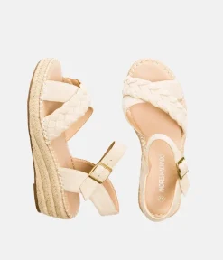 Stylish Cream Suedette Midi Wedges