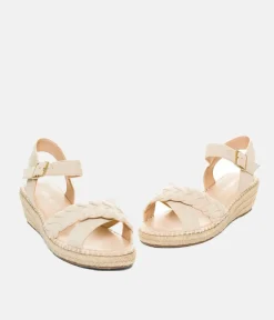 Stylish Cream Suedette Midi Wedges