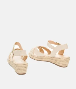 Stylish Cream Suedette Midi Wedges