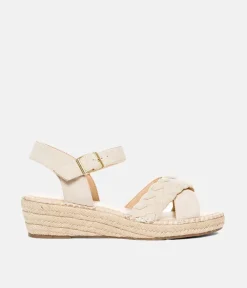 Stylish Cream Suedette Midi Wedges