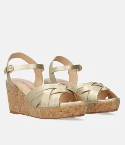 Stylish Metallic Gold Wedge Sandals