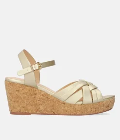 Stylish Metallic Gold Wedge Sandals