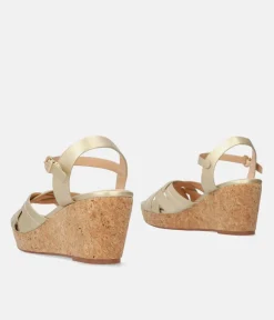 Stylish Metallic Gold Wedge Sandals