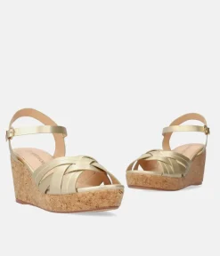 Stylish Metallic Gold Wedge Sandals