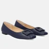 Stylish Navy Buckle Ballet Flats