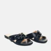 Stylish Navy Link Detail Mule Sandals