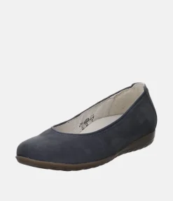 Stylish Navy Suede Wide Fit Ballerinas