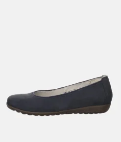 Stylish Navy Suede Wide Fit Ballerinas