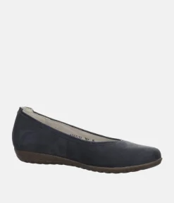 Stylish Navy Suede Wide Fit Ballerinas