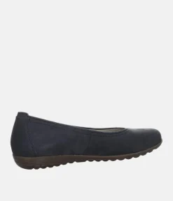 Stylish Navy Suede Wide Fit Ballerinas
