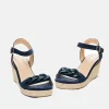 Stylish Navy Suedette Espadrille Wedges