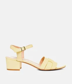 Stylish Pastel Yellow Low Block Heel Sandals