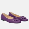 Stylish Purple Buckle Ballet Flats