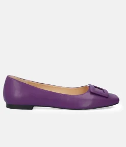 Stylish Purple Buckle Ballet Flats