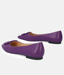 Stylish Purple Buckle Ballet Flats