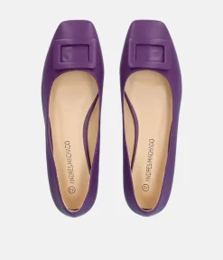 Stylish Purple Buckle Ballet Flats