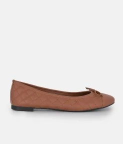Stylish Quilted Brown Ballet Flats