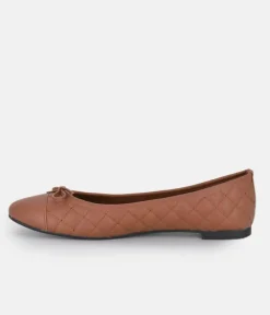 Stylish Quilted Brown Ballet Flats