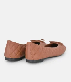 Stylish Quilted Brown Ballet Flats